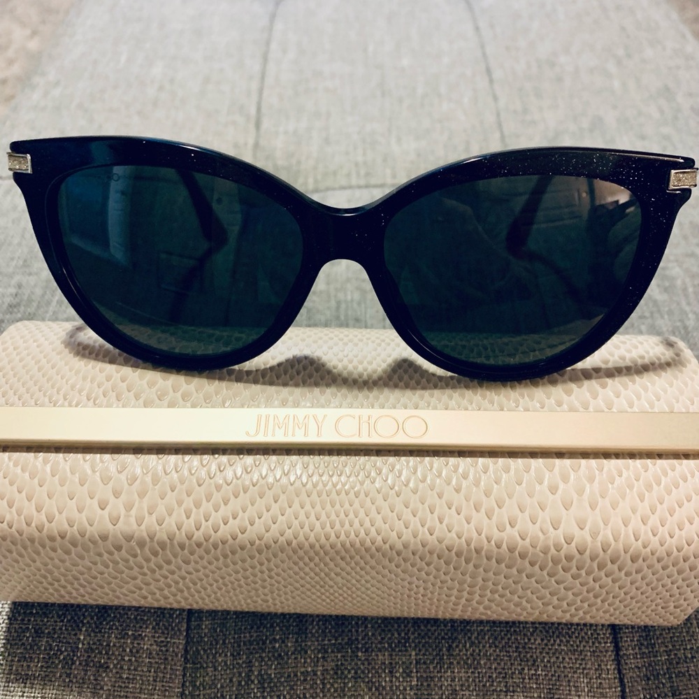 Jimmy Choo Polarized Black Glittery Sunglasses.
